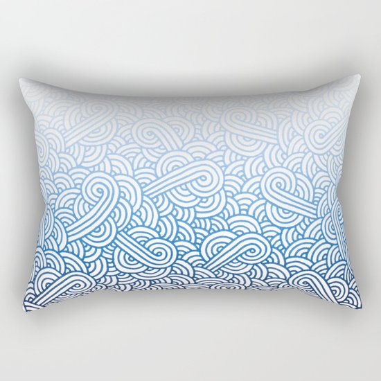 Gradient blue and white swirls doodles Rectangular Pillow
