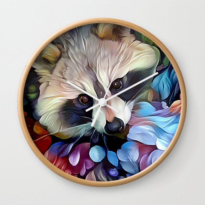 Peekaboo Raccoon Wall Clock