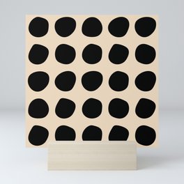 Irregular Polka Dots black and cream Mini Art Print