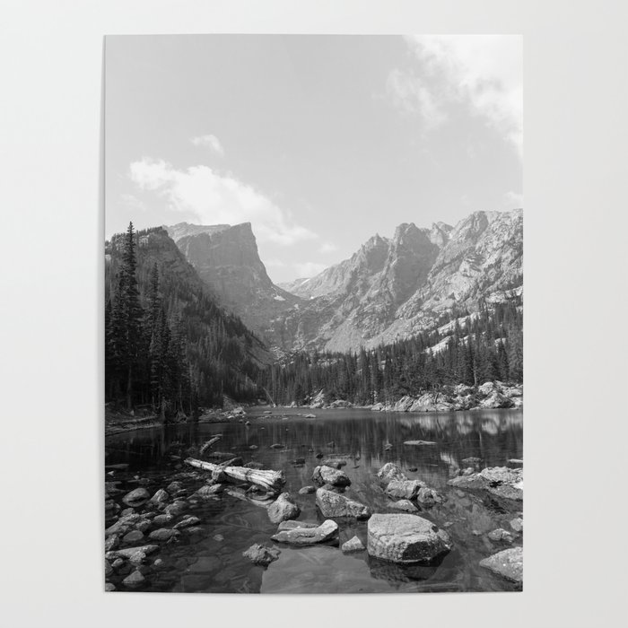 Colorado Rocky Mountain National Park - Black and White Poster