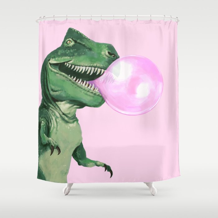 Bubble gum T-Rex in Pink Shower Curtain