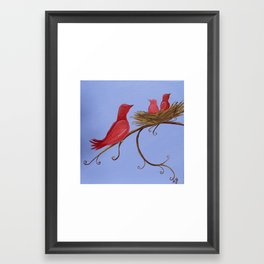 Mama and Baby Birds Framed Art Print