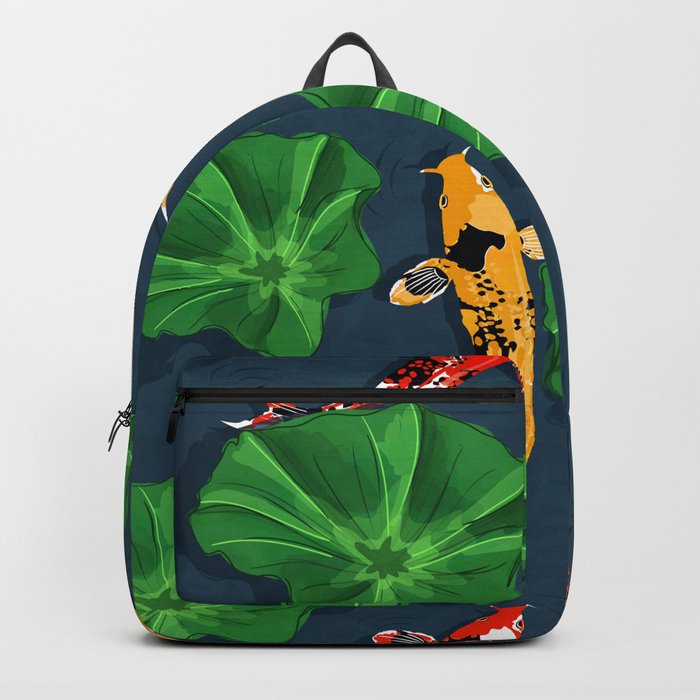 RED and YELLOW Koi in BLUE Water Art Print Backpack