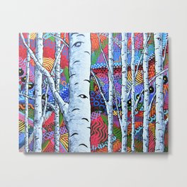 Sunset Sherbert Birch Forest Metal Print | Trees, Purple, Woods, Colorful, Zen, Aspen, Red, Taoism, Blue, Dispensary 