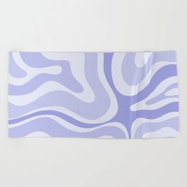 Modern Retro Liquid Swirl Abstract in Light Lavender Purple Beach Towel