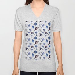 Pretty Petals blue V Neck T Shirt