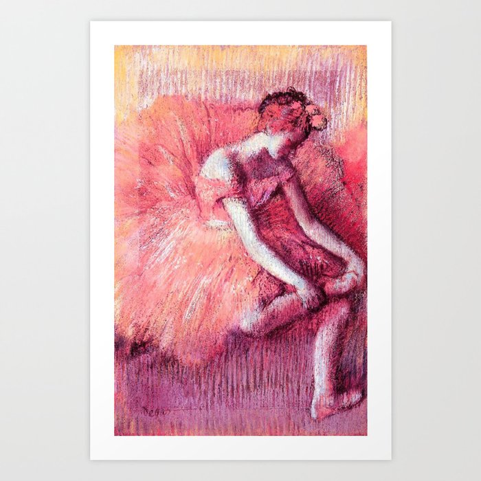 The Dancer by Edgar Degas Peach Pink Art Print