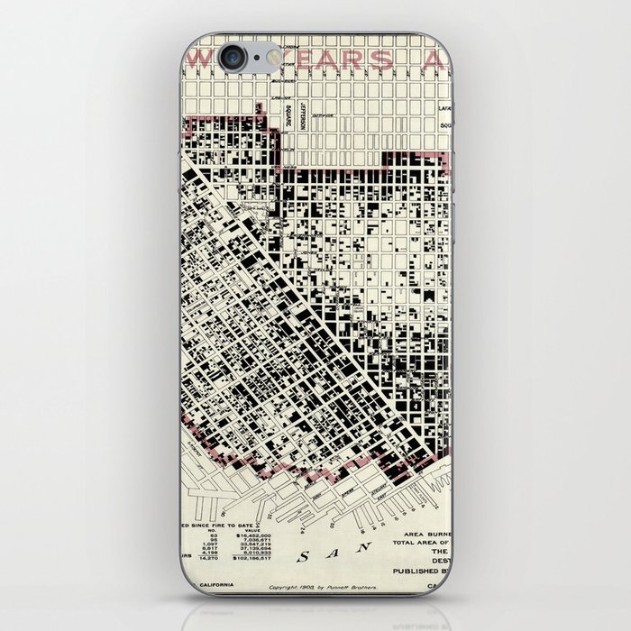 San Francisco-California-1908 vintage pictorial map  iPhone Skin