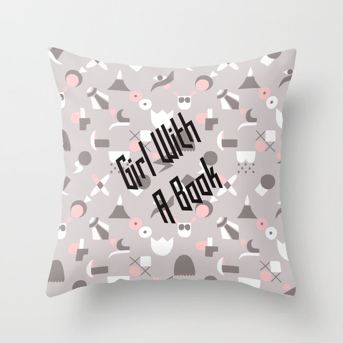 Girl with a book Throw Pillow