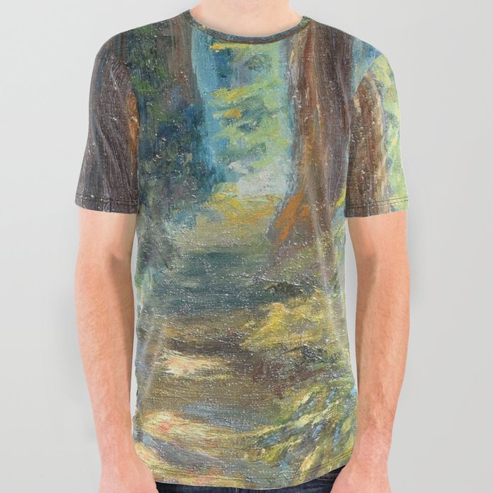 Big Basin Redwood Grove, California landscape painting by Leonora Naylor Penniman All Over Graphic Tee