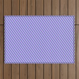 [ Thumbnail: Powder Blue & Purple Colored Stripes Pattern Outdoor Rug ]