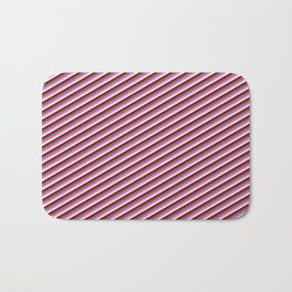 [ Thumbnail: Dim Gray, Orchid, Beige, and Dark Red Colored Lined/Striped Pattern Bath Mat ]