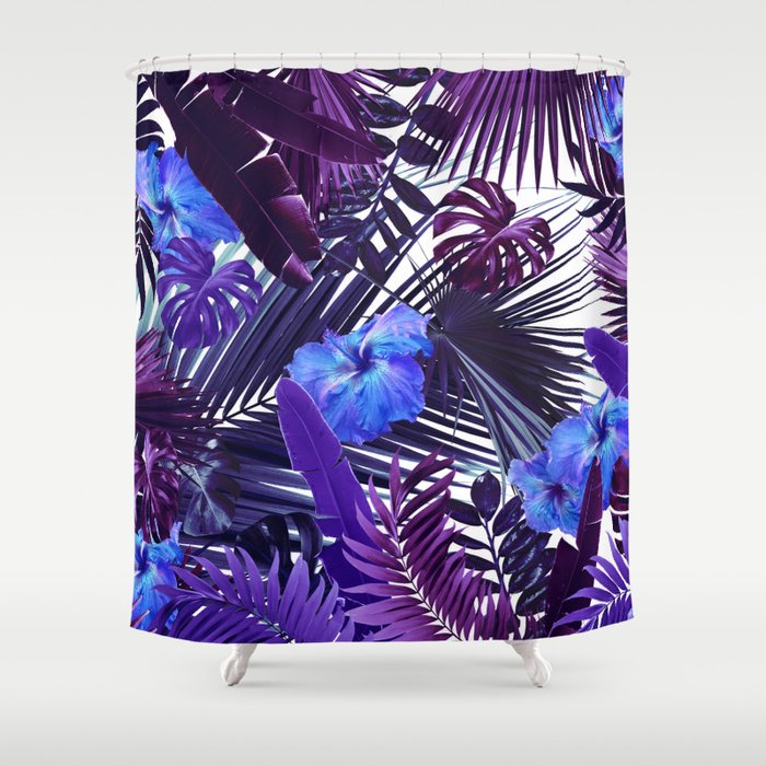 Tropical Hibiscus Flower Jungle Pattern #3 #tropical #decor #art #society6 Shower Curtain