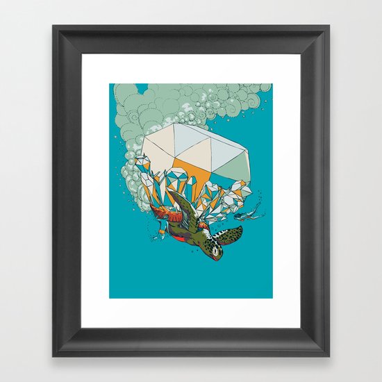 TURTLE& THE DIAMONDS Framed Art Print
