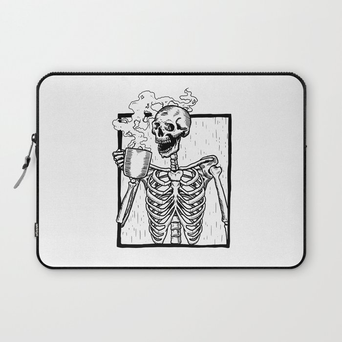 Skeleton Drinking a Cup of Coffee Laptop Sleeve