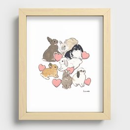 Hearts and bunnies Recessed Framed Print