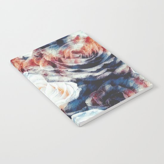 Roses print in retro drawing style watercolor digital Notebook