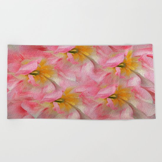 Fancy Painted Tulips Beach Towel