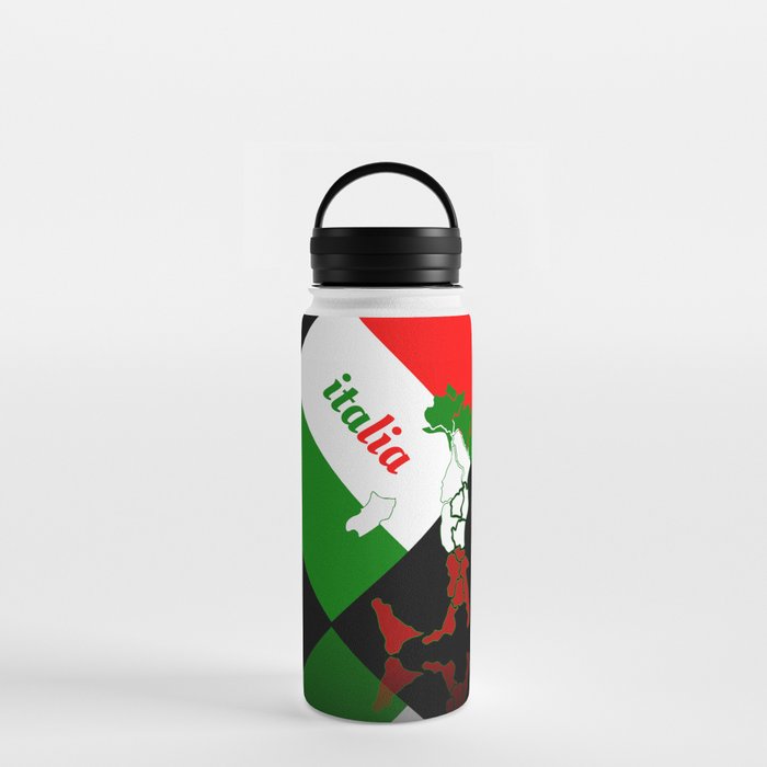 Elegant Italia - Italy Flag And Map Black Water Bottle