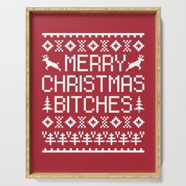 Merry Christmas Bitches Offensive Quote Serving Tray