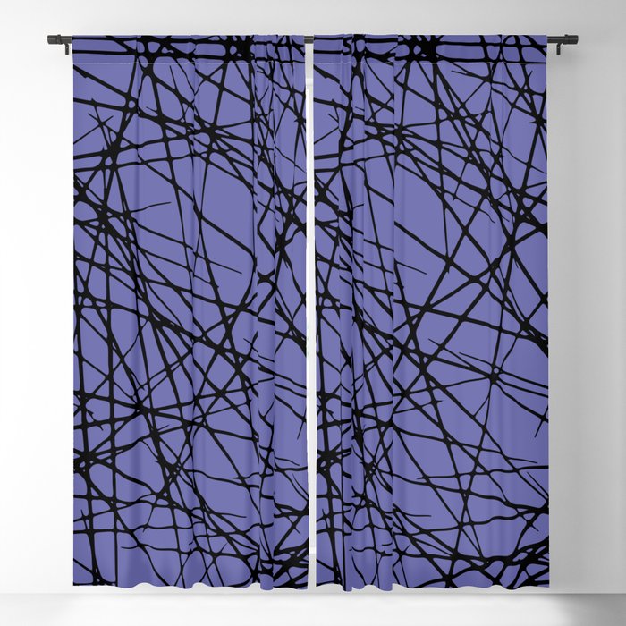 Black and Periwinkle Criss Cross Line Pattern - Pantone 2022 Color of the Year Very Peri 17-3938 Blackout Curtain