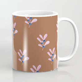 Little berries and leaves mistletoe christmas garden pattern rust brown pink Coffee Mug