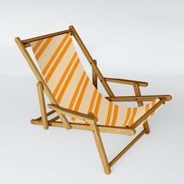 [ Thumbnail: Dark Orange & Tan Colored Lined/Striped Pattern Sling Chair ]