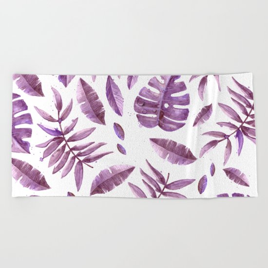 Purple Fern Leaves #cadineradesign Beach Towel