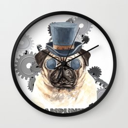 Steampunk Pug Wall Clock