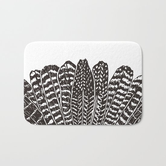 TRIBAL FEATHERS - BLACK Bath Mat