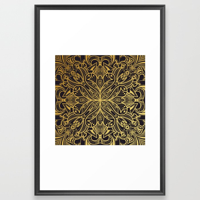 Golden Mandala Framed Art Print