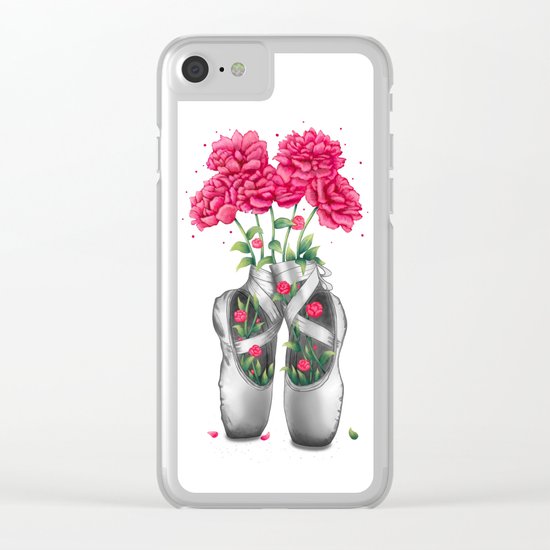 Pointe with pink peonies Clear iPhone Case
