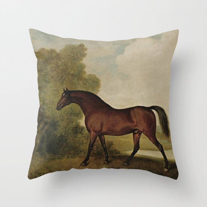Vintage painting of a horse by George Stubbs Throw Pillow