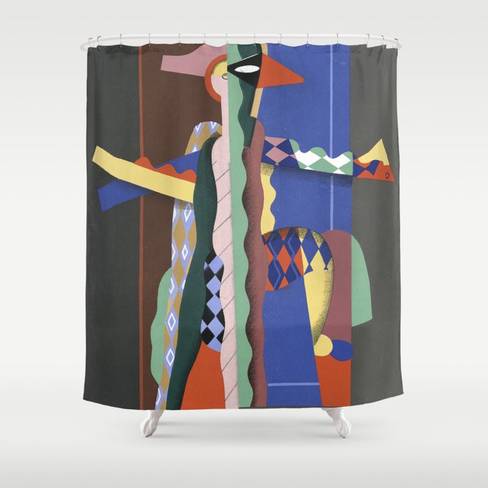  Cubist Harlequin from Collection decors et couleurs Pl.13  Shower Curtain