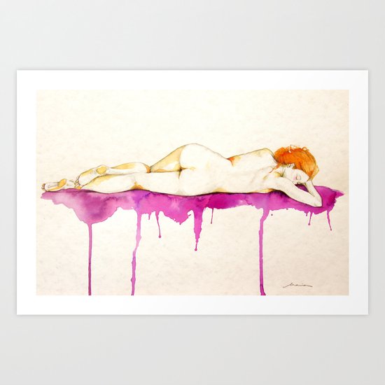 Sueño II watercolor acuarela Art Print