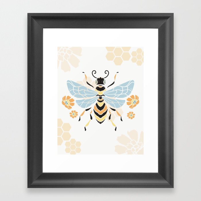 Honey Bee Abstract Pattern Framed Art Print