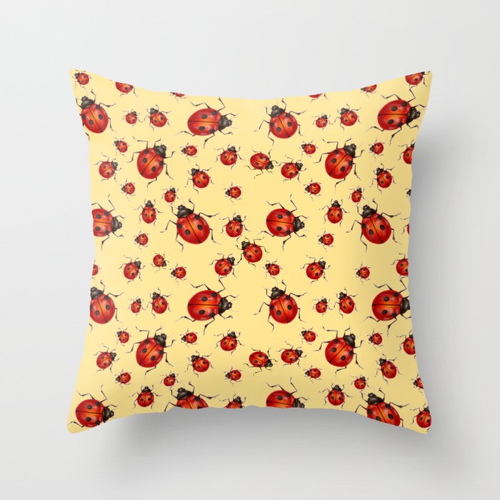 I Love Red Lady Bugs On Cream Color Throw Pillow By Sharlesart I Love Red Lady Bugs On Cream Color Throw Pillow
