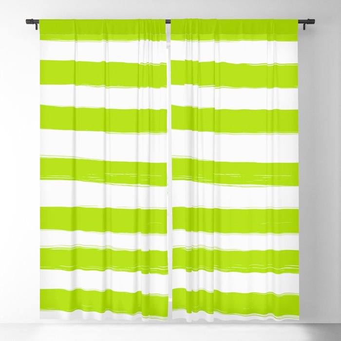 Summer Green Stripes White Background #decor #society6 #buyart Blackout Curtain