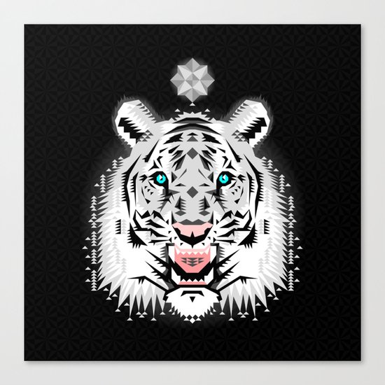 Silver Geometric Tiger Canvas Print