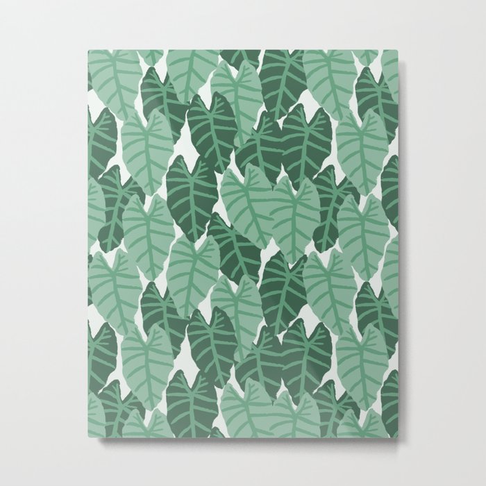 Alocasia indoor house plant hipster watercolor plant pattern botanical leaves green painting home Metal Print