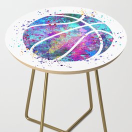 Basketball Ball Colorful Blue Purple Watercolor Art Side Table