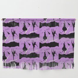 Two ballerina figures in black on violet paper Wall Hanging