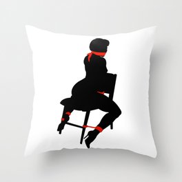 Bondage girl on chair Throw Pillow