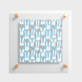Bunnies & Carrots - Blue Floating Acrylic Print