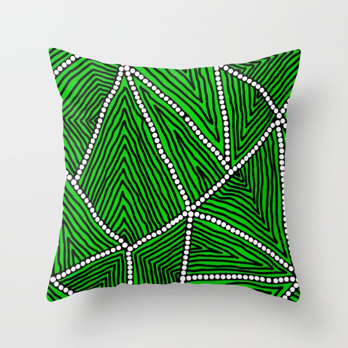 Authentic Aboriginal Art The Fields Green Throw Pillow by Hogarth