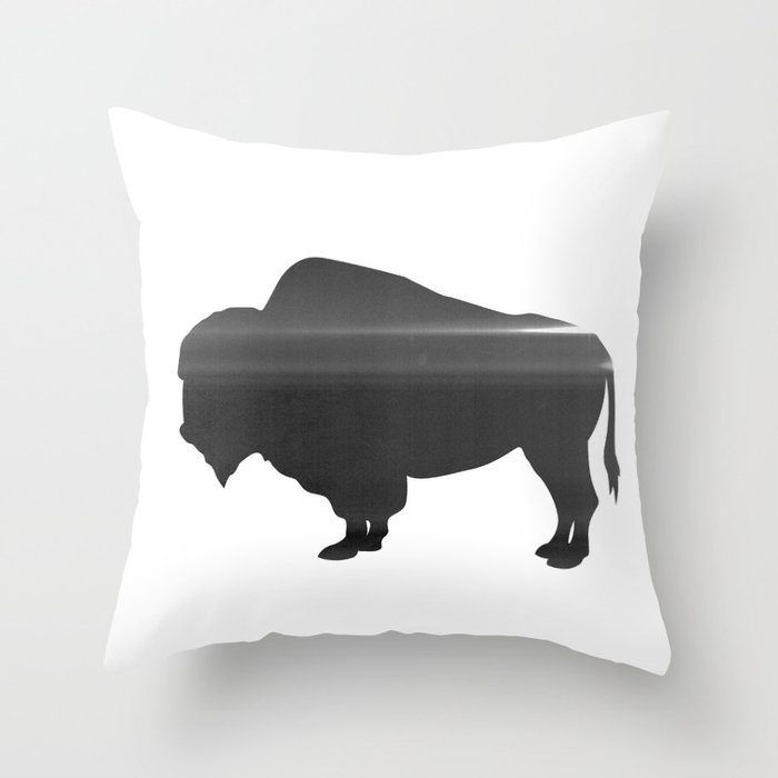 Buffalo print, Black & White Throw Pillow