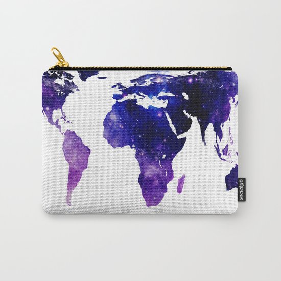 World Map Purple Blue Carry-All Pouch