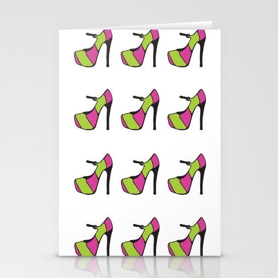 High Heel Parade - Pink & Green Stationery Cards