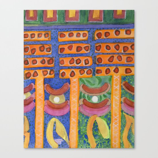 Orange Posts in Mysterious Night Light Canvas Print