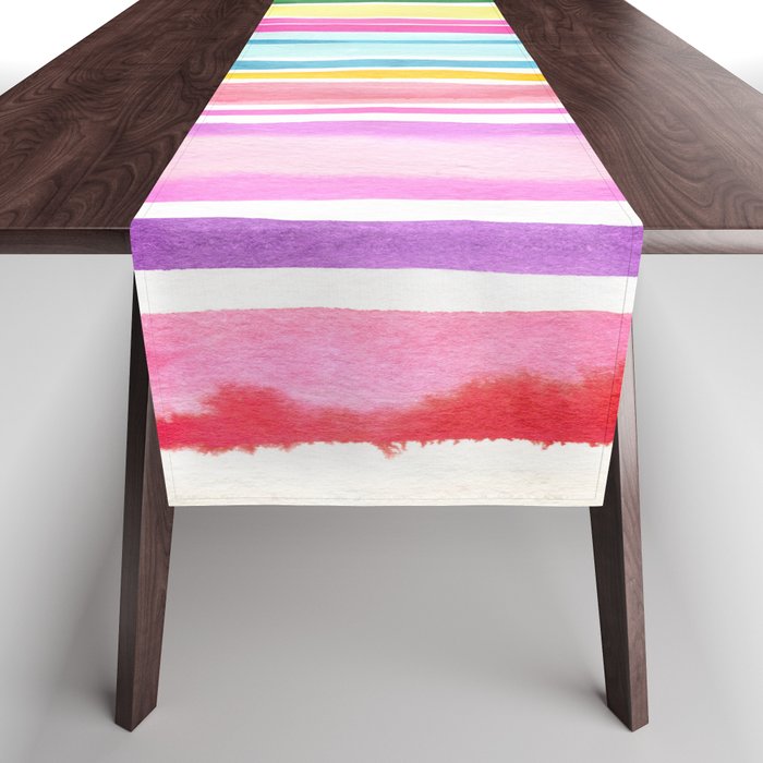 Icecream stripes Multicolored rainbow Table Runner